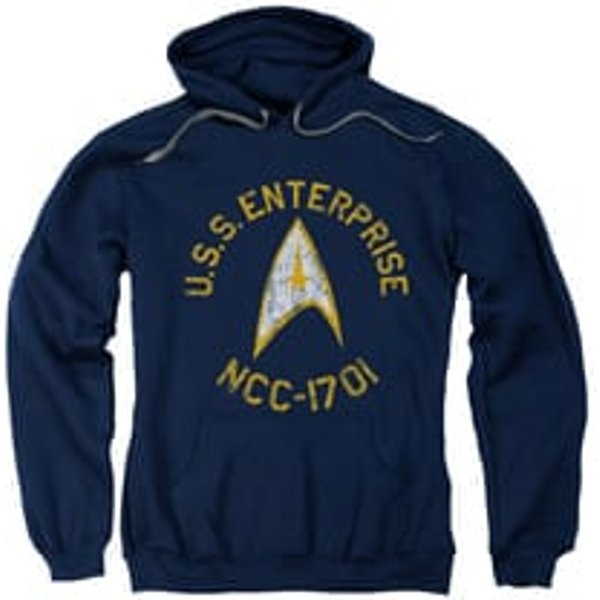Star Trek Hoodie Distressed NCC-1701 Navy Sweatshirt Hoody
