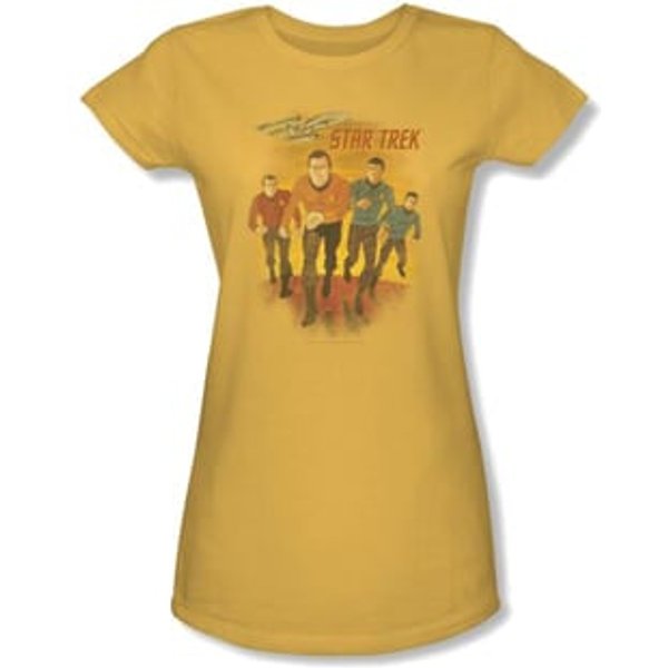 Star Trek Juniors Shirt - Classic Crew Animated Yellow Tee