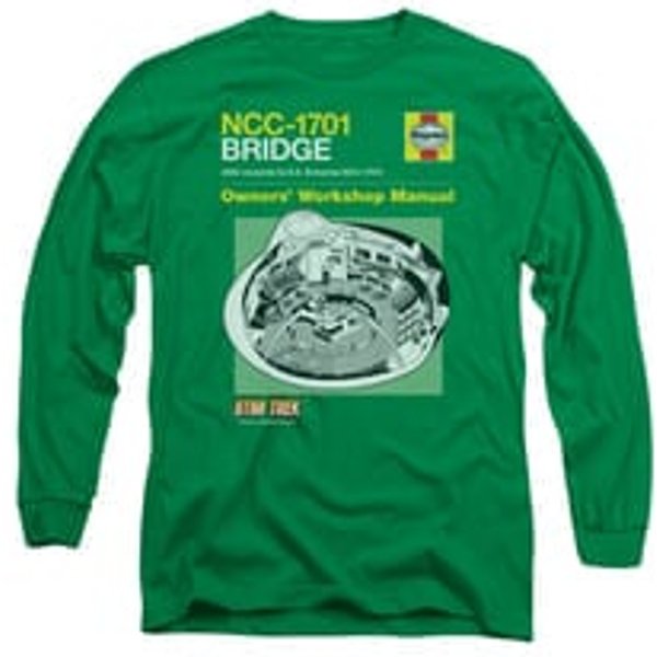 Star Trek Shirt Bridge Manual Long Sleeve Kelly Green Tee T-Shirt