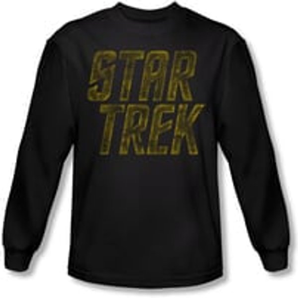 Star Trek Shirt Distressed Logo Long Sleeve Black Tee T-Shirt