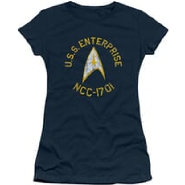 Star Trek Shirt Juniors Distressed NCC-1701 Navy T-Shirt