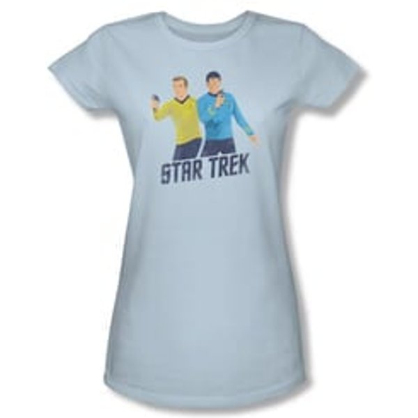 Star Trek Shirt Juniors Phasers Ready Light Blue T-Shirt
