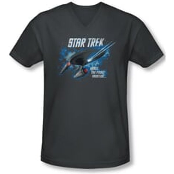 Star Trek Shirt Slim Fit V-Neck Final Frontier Charcoal T-Shirt