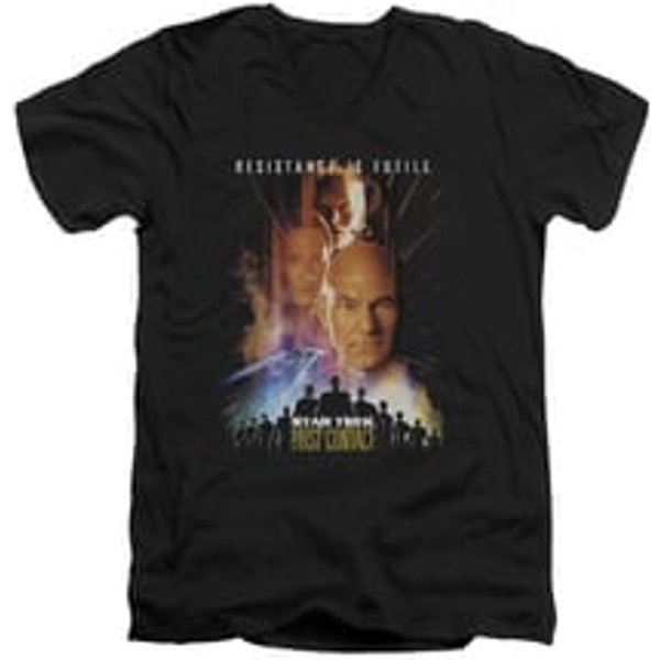 Star Trek Shirt Slim Fit V-Neck First Contact Black T-Shirt
