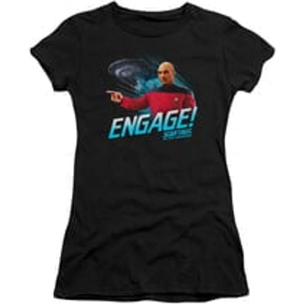 Star Trek - The Next Generation Shirt Juniors Distressed TNG Black Tee T-Shirt