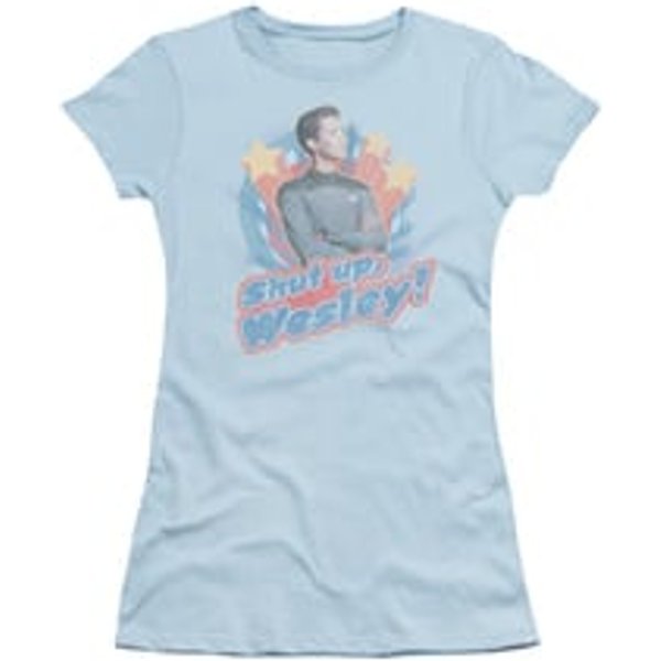 Star Trek - The Next Generation Shirt Juniors Shut Up Wesley Light Blue Tee T-Shirt