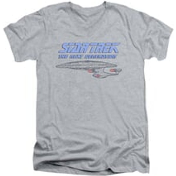 Star Trek - The Next Generation Shirt Slim Fit V Neck Distressed TNG Athletic Heather Tee T-Shirt