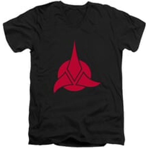 Star Trek - The Next Generation Shirt Slim Fit V Neck Klingon Logo Black Tee T-Shirt