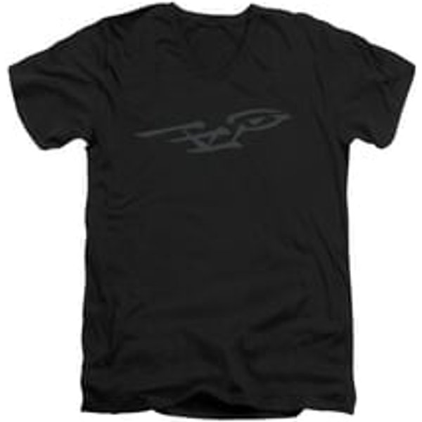 Star Trek - The Original Series Shirt Slim Fit V Neck Bushwork Enterprise Black Tee T-Shirt