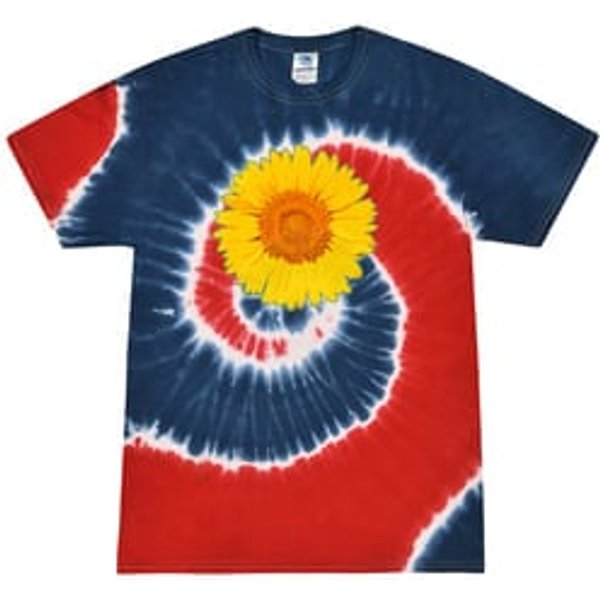 Sunflower Tie Dye Tshirt - Spider Royal and Red