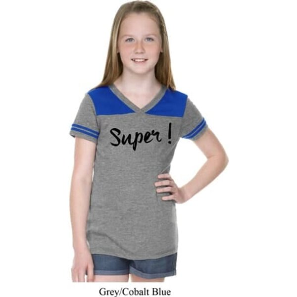 Super Black Print Girls Football Shirt