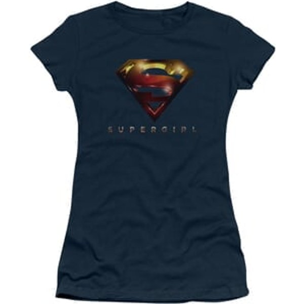 Supergirl Juniors Shirt Logo Glare Navy Blue T-Shirt