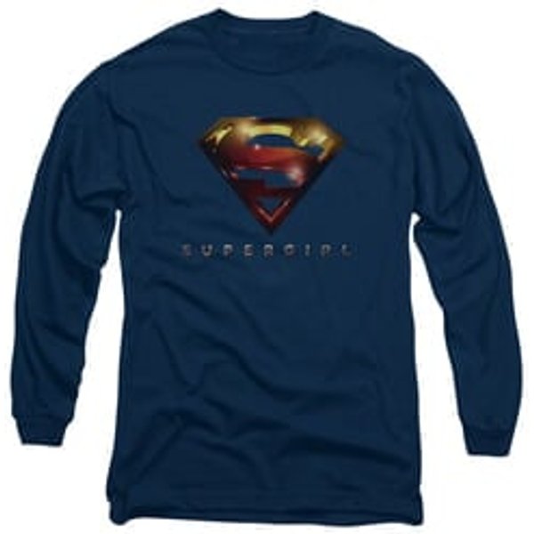 Supergirl Long Sleeve Shirt Logo Glare Navy Blue Tee T-Shirt