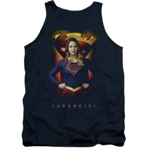 Supergirl Tank Top Standing Symbol Navy Blue Tanktop
