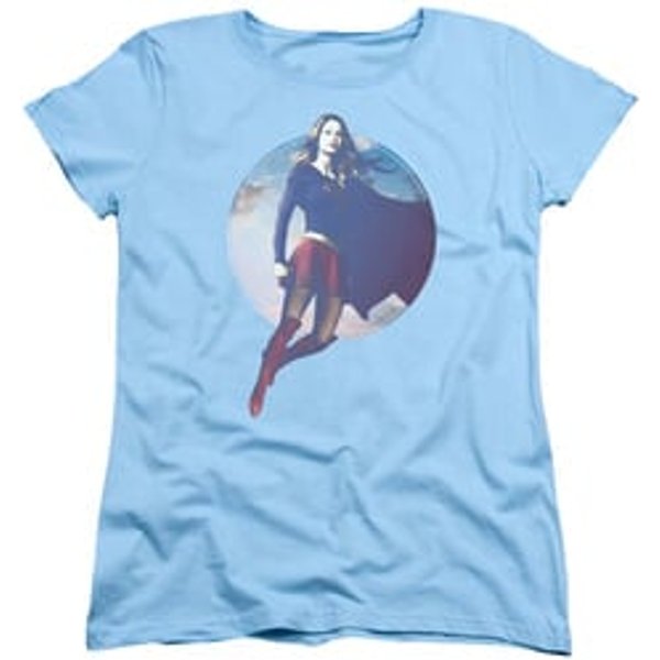 Supergirl Womens Shirt Cloudy Circle Light Blue T-Shirt