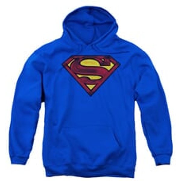 Superman Hoodie Charcoal Shield Royal Blue Sweatshirt Hoody
