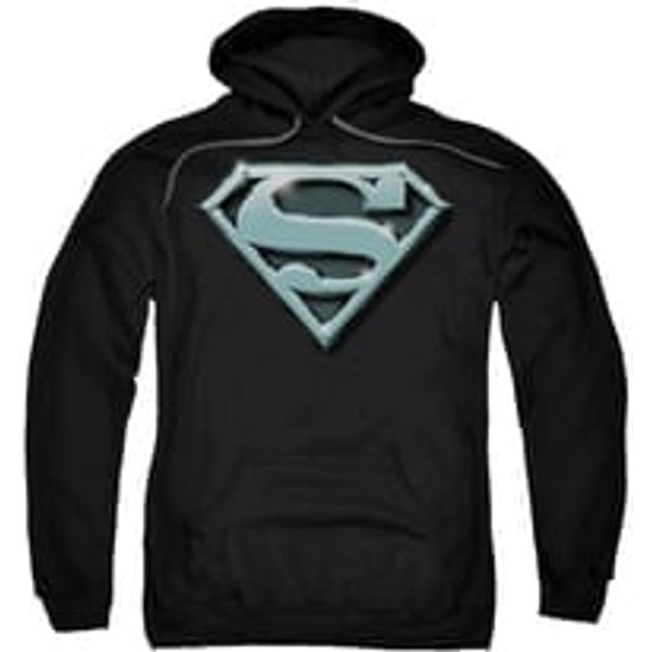 Superman Hoodie Chrome Shield Black Sweatshirt Hoody