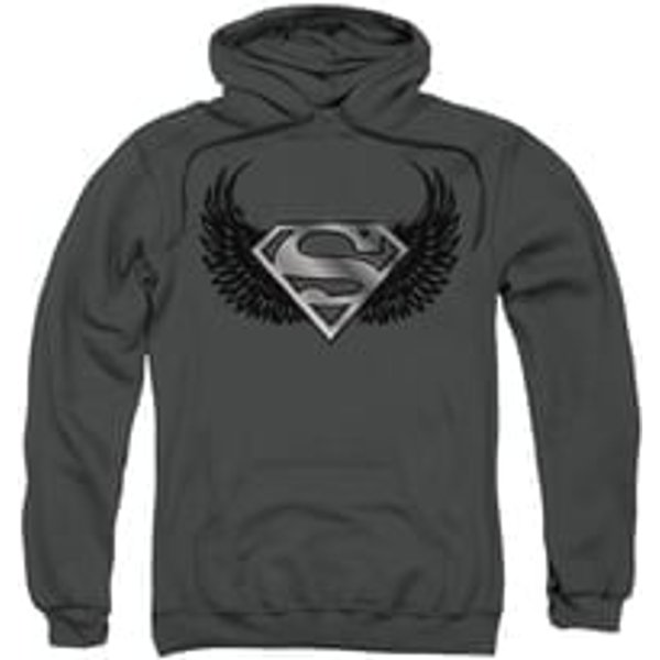 Superman Hoodie Dirty Wings Charcoal Sweatshirt Hoody
