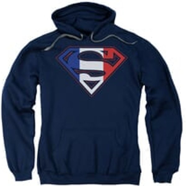 Superman Hoodie French Shield Navy Sweatshirt Hoody