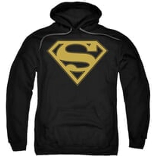 Superman Hoodie Gold Shield Black Sweatshirt Hoody