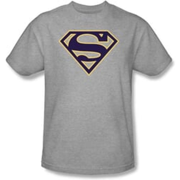 Superman Logo T-shirt Navy And Gold Shield Adult Tee Shirt