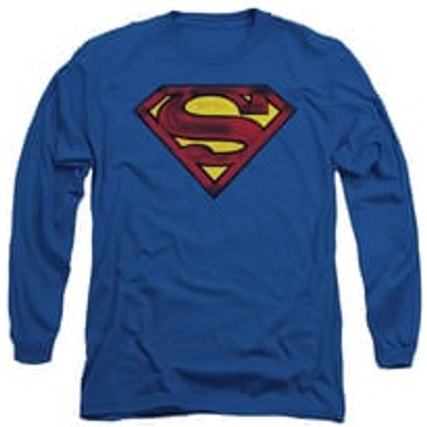 Superman Shirt Charcoal Shield Long Sleeve Royal Blue Tee T-Shirt