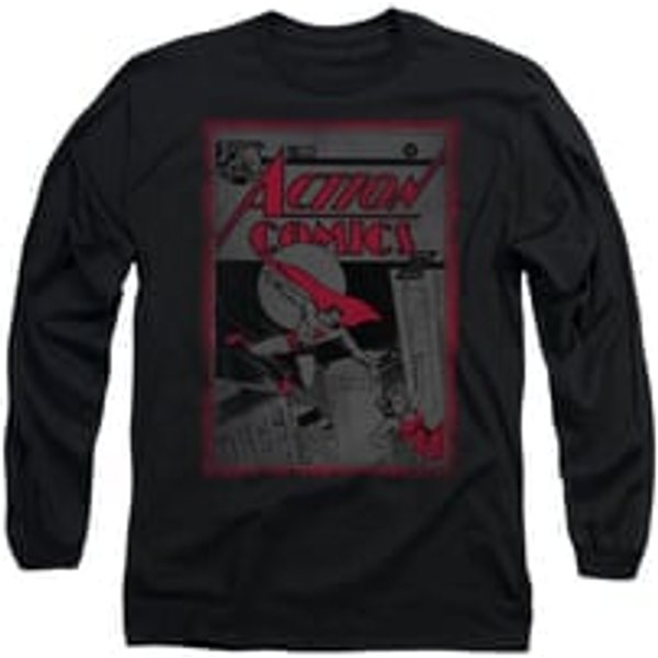 Superman Shirt Comic #23 Long Sleeve Black Tee T-Shirt