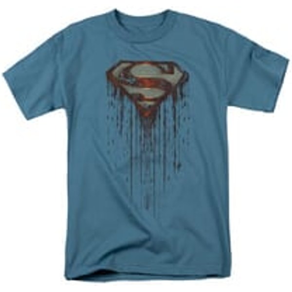 Superman Shirt Dripping Shield Slate T-Shirt