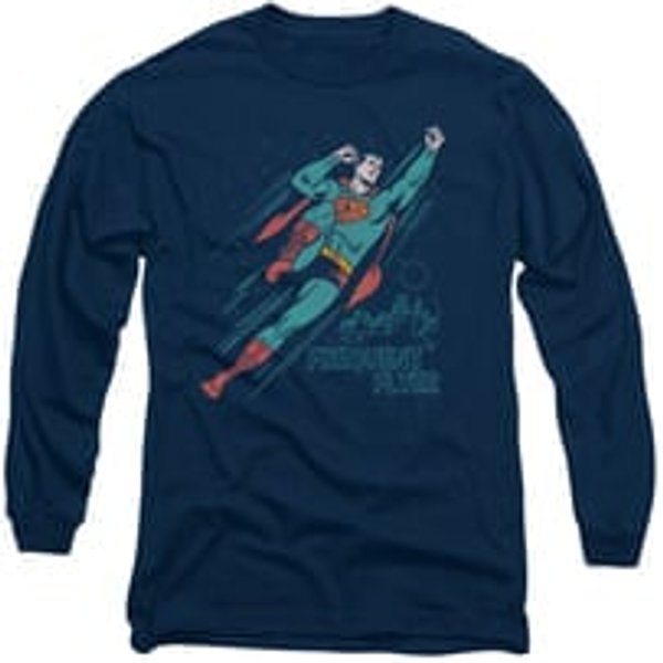 Superman Shirt Frequent Flyer Long Sleeve Navy Tee T-Shirt