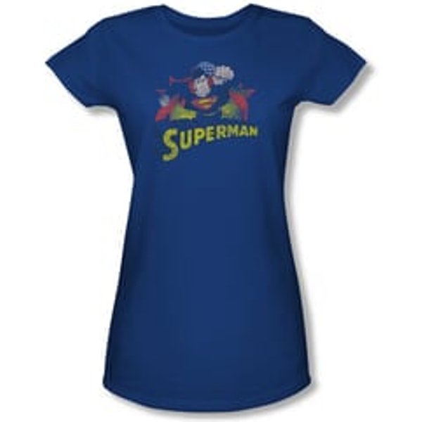 Superman Shirt Juniors Distresed Royal T-Shirt