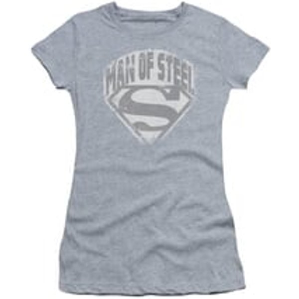 Superman Shirt Juniors Distressed Man Of Steel Athletic Heather T-Shirt