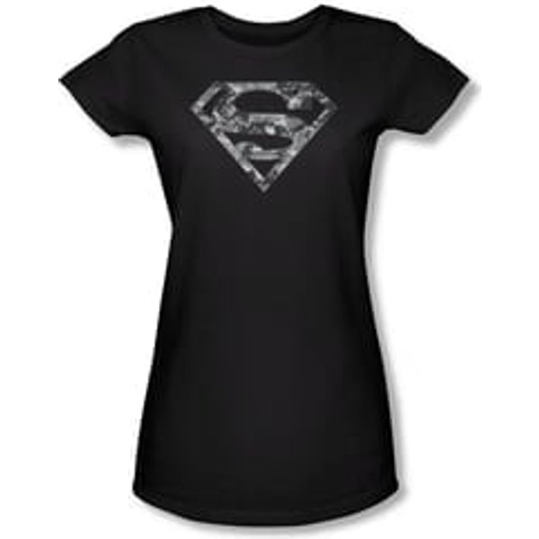 Superman Shirt Juniors Urban Digi Camo Shield Black T-Shirt