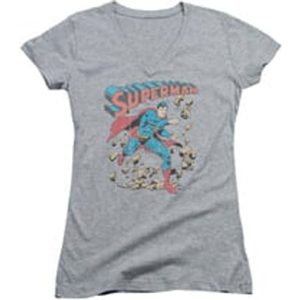 Superman Shirt Juniors V Neck Rocks Athletic Heather T-Shirt