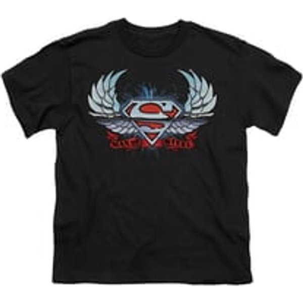 Superman Shirt Kids Chrome Wings Black T-Shirt
