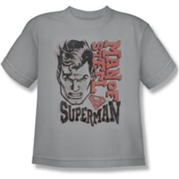 Superman Shirt Kids Retro Lines Silver T-Shirt