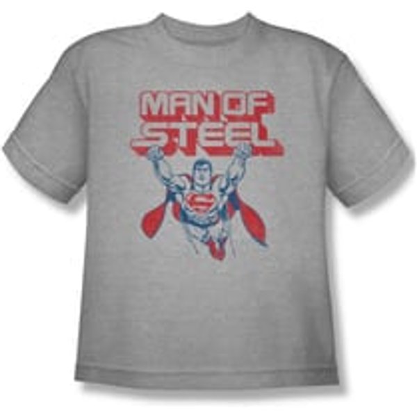 Superman Shirt Kids Retro Steel Athletic Heather T-Shirt