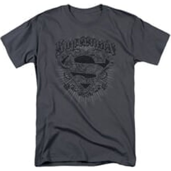 Superman Shirt Scrolling Shield Charcoal T-Shirt