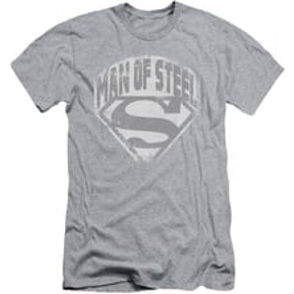 Superman Shirt Slim Fit Distressed Man Of Steel Athletic Heather T-Shirt