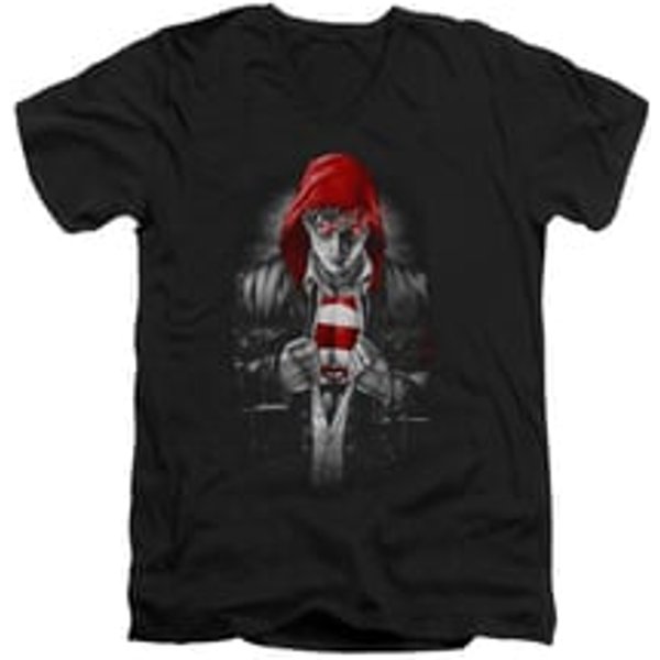 Superman Shirt Slim Fit V-Neck Hooded Black T-Shirt