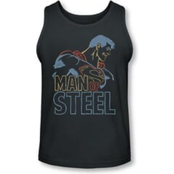 Superman Shirt Tank Top Colored Lines Charcoal Tanktop