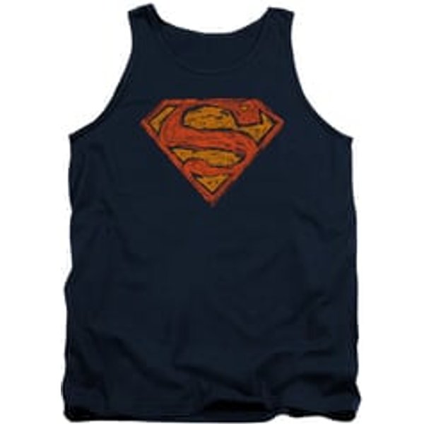 Superman Shirt Tank Top Messy Shield Navy Tanktop