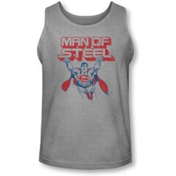 Superman Shirt Tank Top Retro Steel Athletic Heather Tanktop