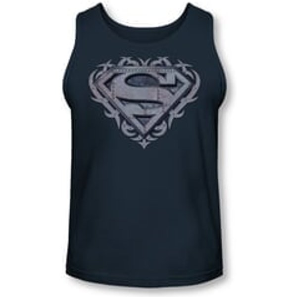 Superman Shirt Tank Top Tribal Steel Navy Tanktop