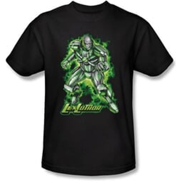 Superman T-shirt DC Comics Kryptonite Lux Luther Adult Black Tee Shirt