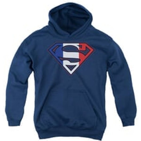 Superman Youth Hoodie French Shield Navy Kids Hoody