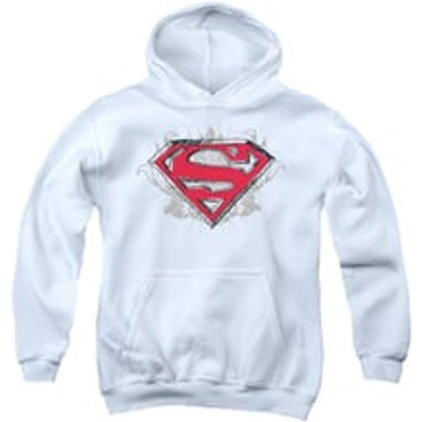 Superman Youth Hoodie Hastily Drawn White Kids Hoody