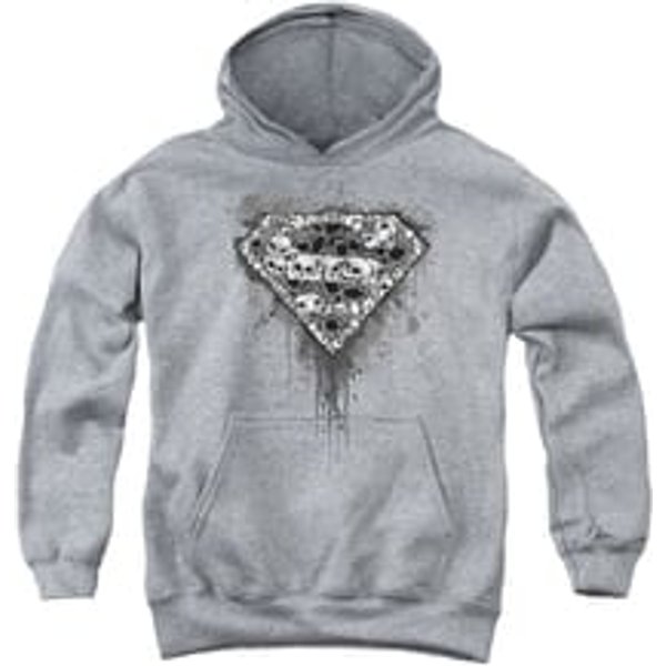 Superman Youth Hoodie Skull Shield Athletic Heather Kids Hoody