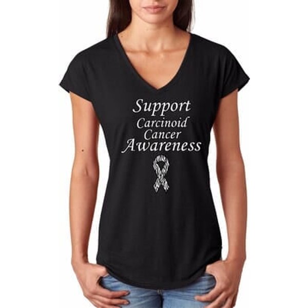 Support Carcinoid Cancer Awareness Ladies Tri Blend V-neck
