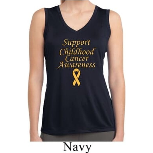 Support Childhood Cancer Awareness Ladies Dry Wicking Sleeveless Shirt