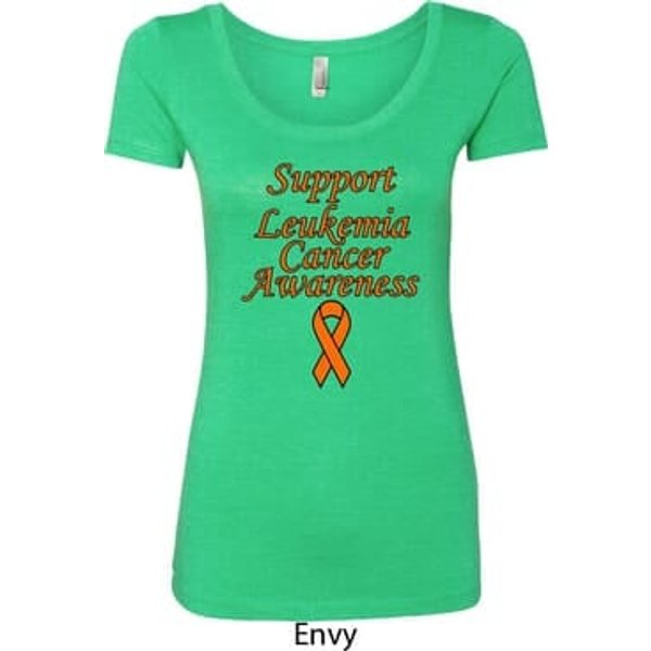 Support Leukemia Cancer Awareness Ladies Scoop Neck